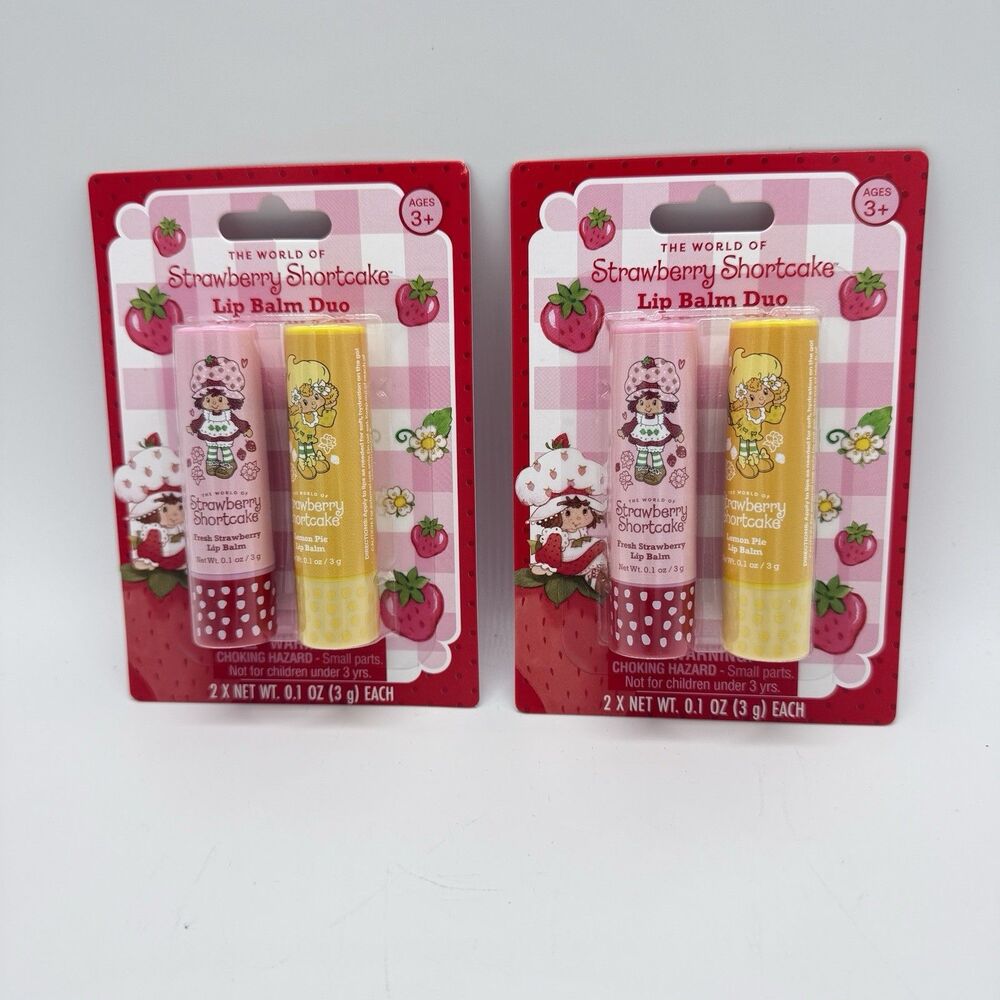 The World Of Strawberry Shortcake Lip Balm Duo Fresh Strawberry & Lemon Pie New - Picture 1 of 3